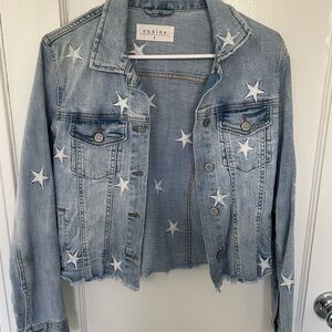 Denim Jacket with White Star Accents
